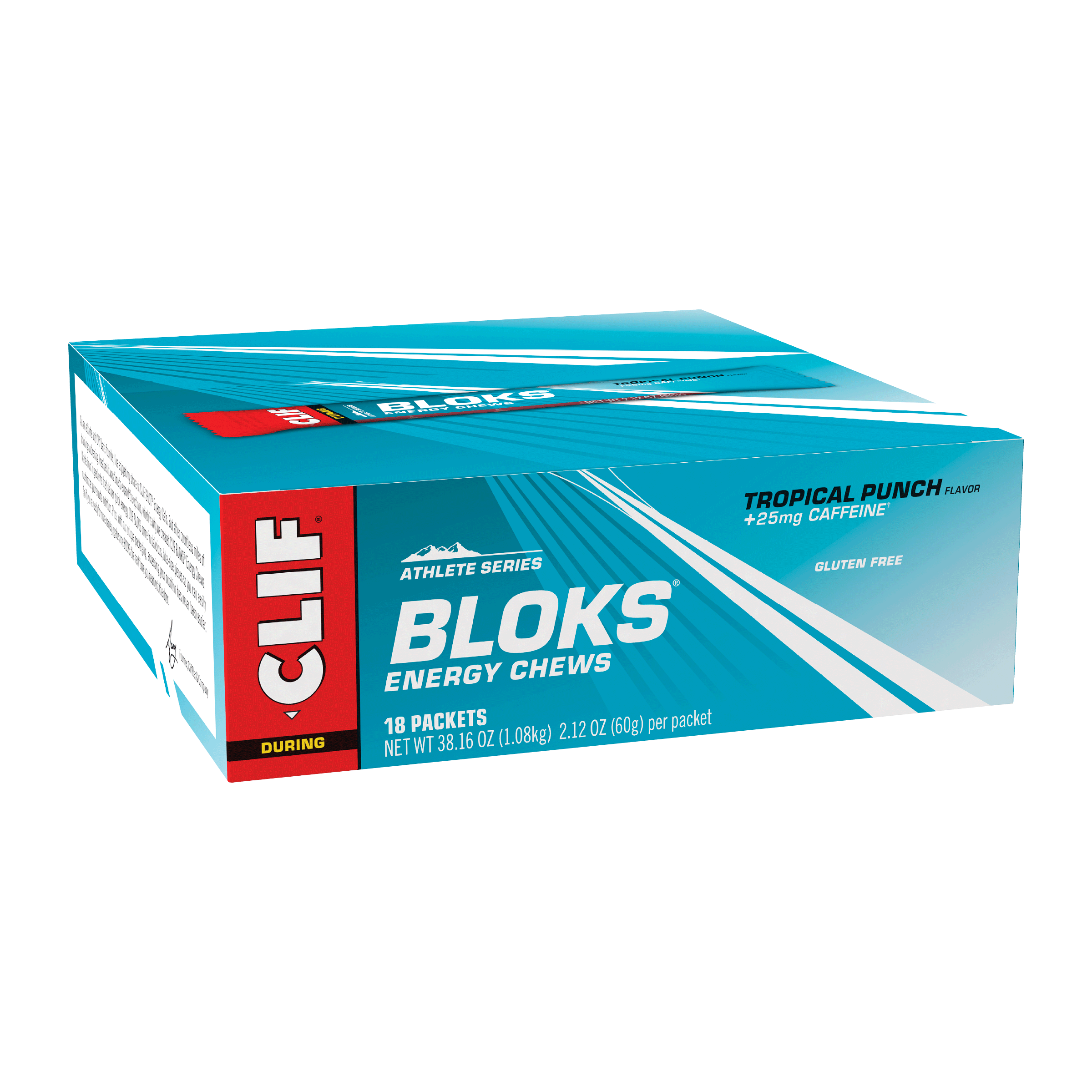 CLIF BLOKS Tropical Punch 18-packet box front product photograph